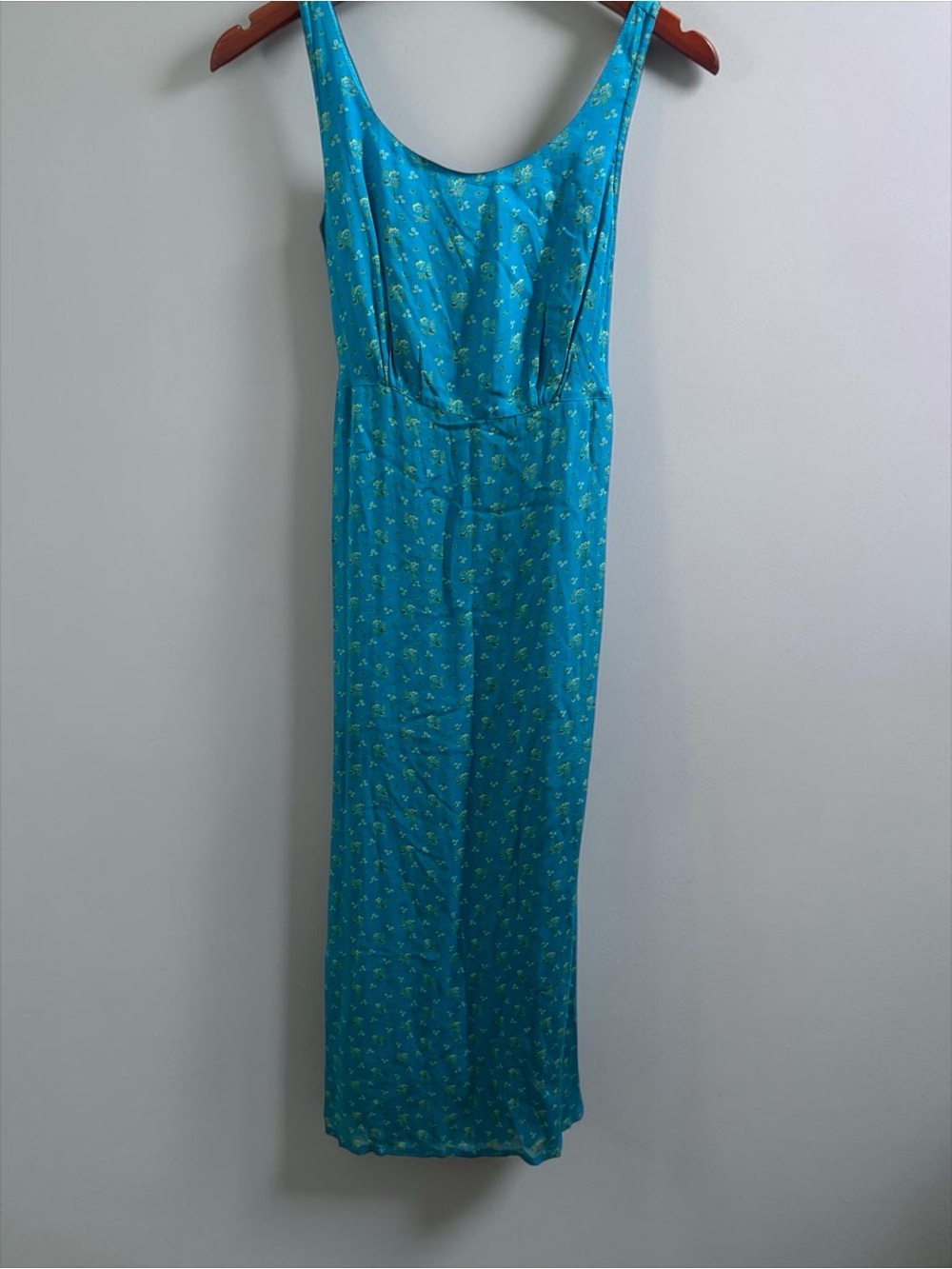 Pudding Shop Teal Ditsy Floral Dress Vintage Cottagecore Milkmaid Y2K Whimsy
